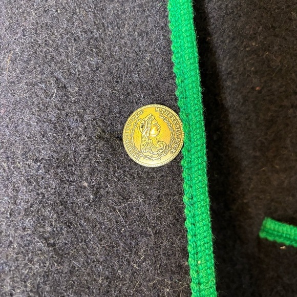 Vintage Women’s Lands End Boiled 100% Blue Wool Preppy Sweater Button- Size 12 - Picture 5 of 6